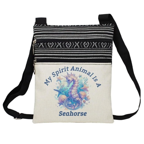 Spirit Animal Seahorse Messenger Bag Small Ethnic Pattern Printed Adjustable new - Picture 1 of 7